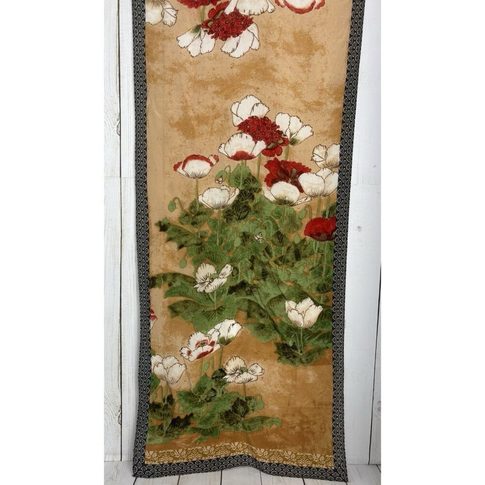 Met Museum of Art Silk "Poppies" Scarf - Wearable Japanese Art - 62x17 - Sosetsu